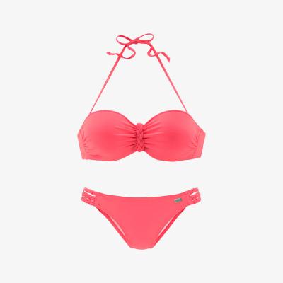 Peachfarbener Bandeau-Bikini