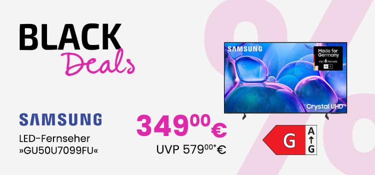 Black Deals – Samsung LED-Fernseher GU50U7099FU für 349,00 € UVP 579,00 € – Crystal UHD Display zeigt bunte Blasen